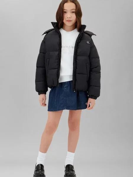 Calvin Klein Jeans капитонирано яке за деца черно