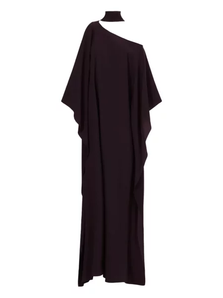 Maksi sukienka maxi Taller Marmo na jednym ramieniu garniturowa brązowa