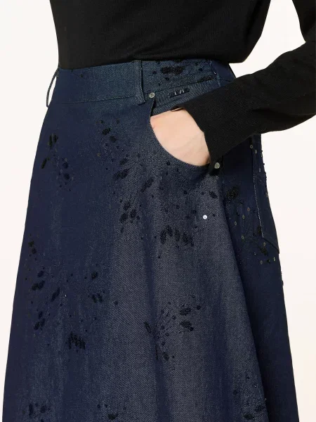 Ivi Collection Džínová Sukně S Flitry navy denim marine tmavě modré