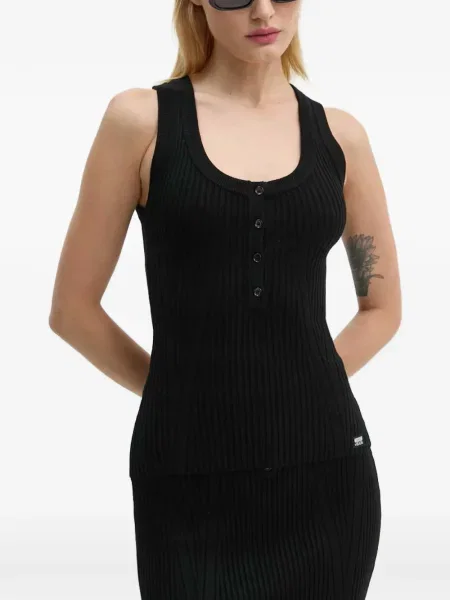 Top Moschino Jeans prążkowany czarny