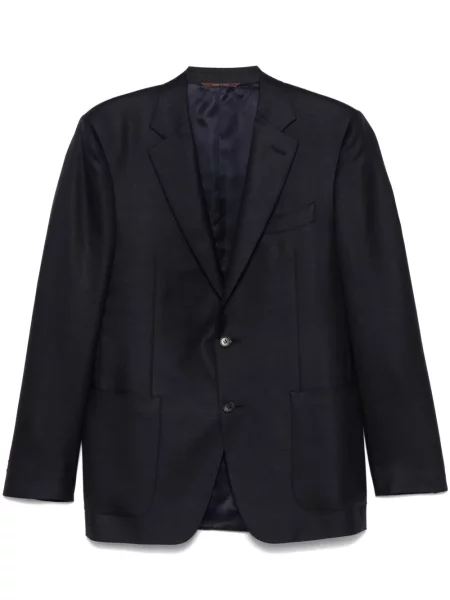 Sacou Canali cu model herringbone albastru