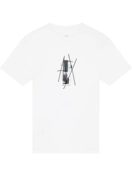 Armani Exchange tricou din cu imprimeu alb