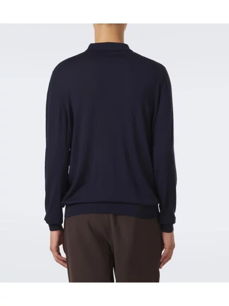 Tricou polo Kiton de lână albastru
