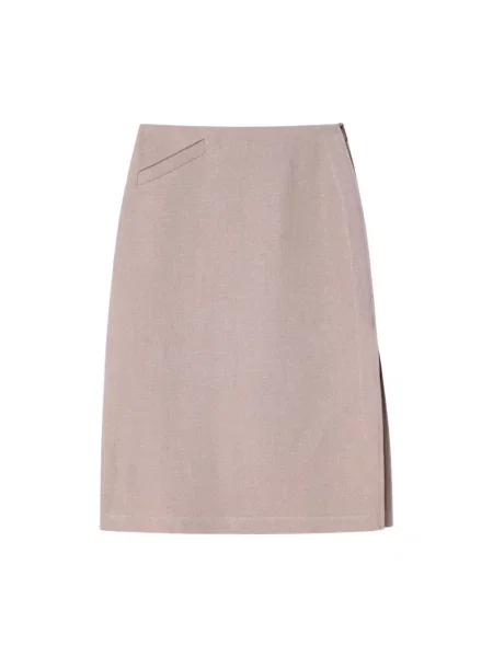 Lniana spódnica midi Fendi do kolan różowa