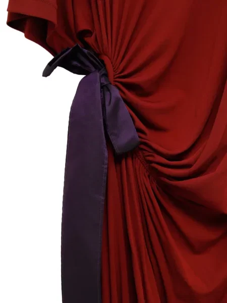 Rochie maxi Balenciaga cu funde drapată roșu