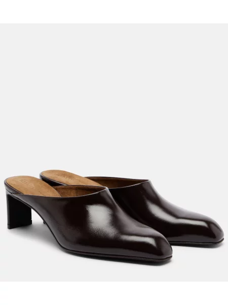 Papuci tip mules Khaite din piele maro