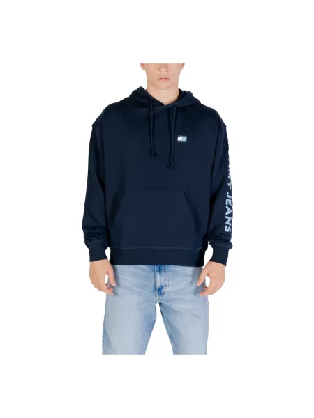 Bluza z kapturem Tommy Jeans z kapturem z nadrukiem klasyczna niebieska