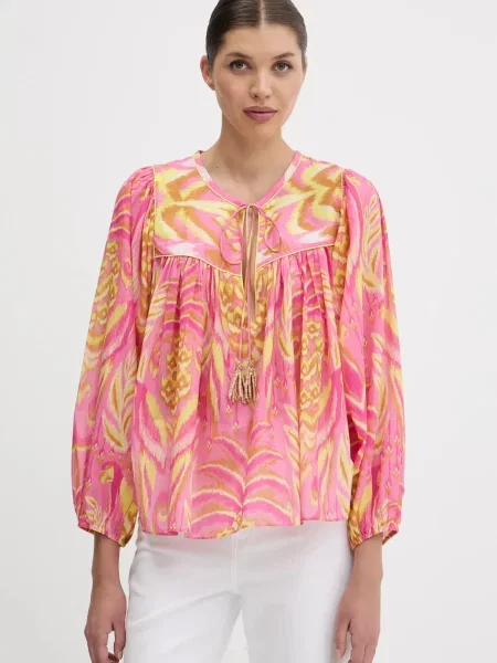 Farm Rio bluză din cu imprimeu roz