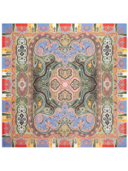 Fular Etro din cașmir cu imagine cu model paisley verde