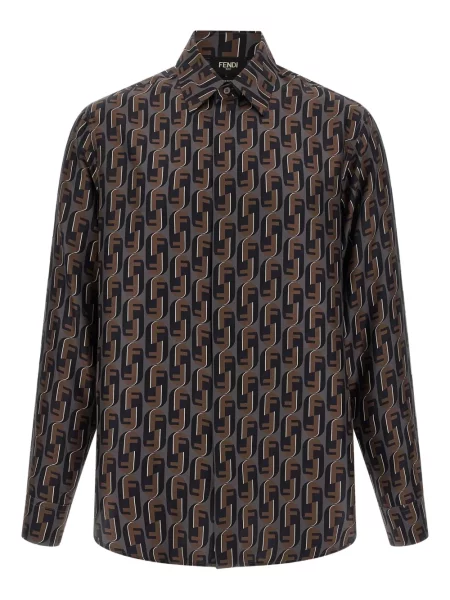 Риза Fendi с принт кафяво