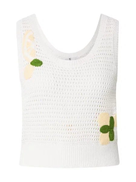 Hailys Top brodat verde / portocaliu pastel / murdar alb