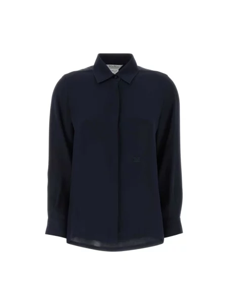 Lniana koszula Max Mara niebieska