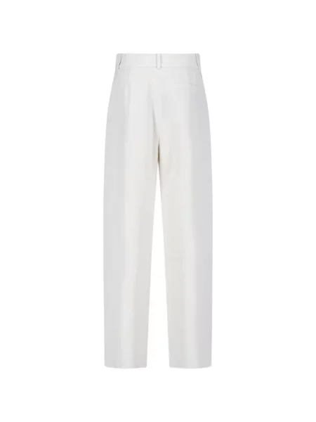 Pantaloni Giorgio Armani de mătase alb