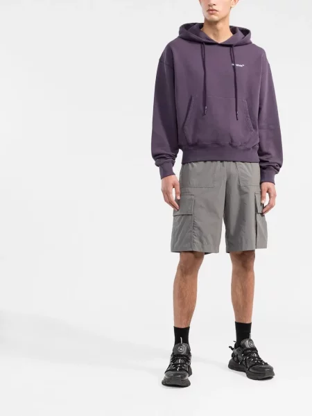 Hanorac cu glugă Off-white cu imagine alb