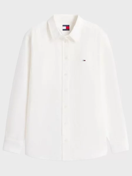 Льняной джинсовая рубашка Tommy Jeans белый
