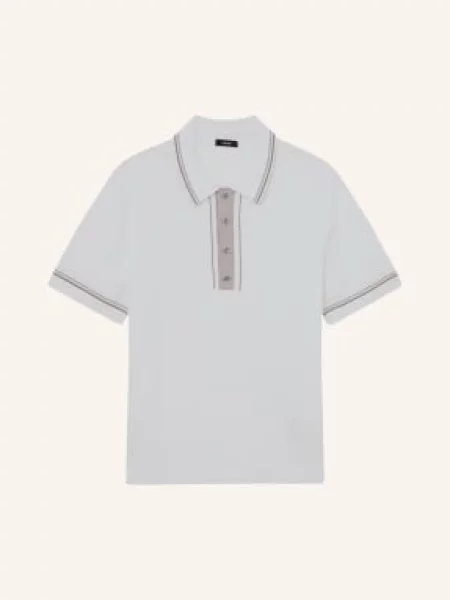 Reiss Pletené Polo Tričko Rothwell krémová hnědá