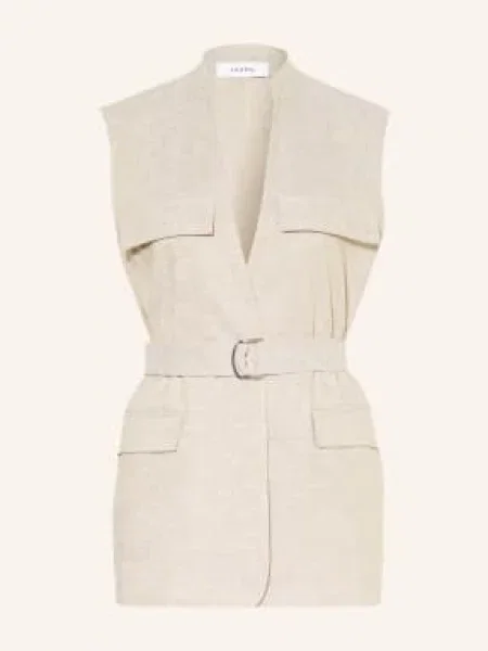 Comma Kamizelka Typu Blazer Z Lnu beige beżowa