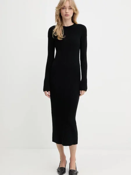 IRO rochie de cașmir maxi mulată negru