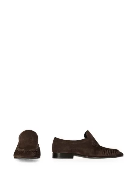 Pantofi loafer The Row din piele de căprioară maro