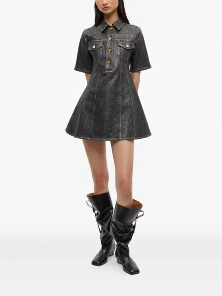 Rochie din denim Ganni de costum negru