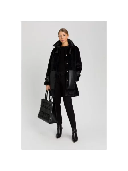Lniane spodnie Twinset czarne