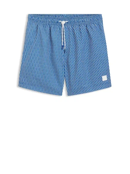 BOSS Kratke kopalne hlače Vibe modra bela