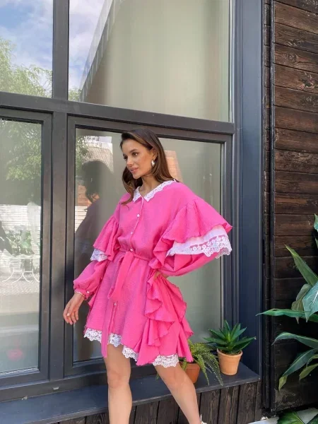 Сукня міні Milirud софтшел рожевий