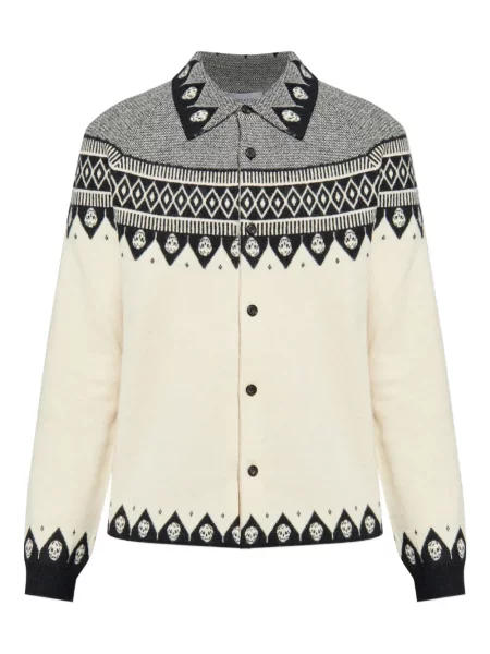 Cardigan Alexander Mcqueen de lână alb