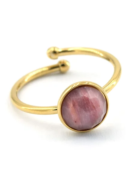 Sergio Engel Prsten Beach Ring 01 Vergoldeter Edelstahlring mit Naturstein-Cabouchon rosé
