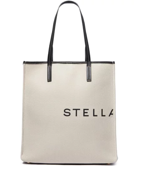 Geantă Stella Mccartney din canvas alb