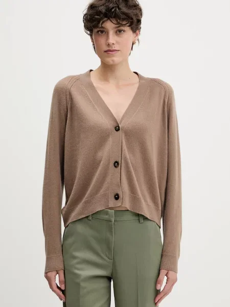 Sisley kardigan z dodatkiem wełny zielony lekki brązowy