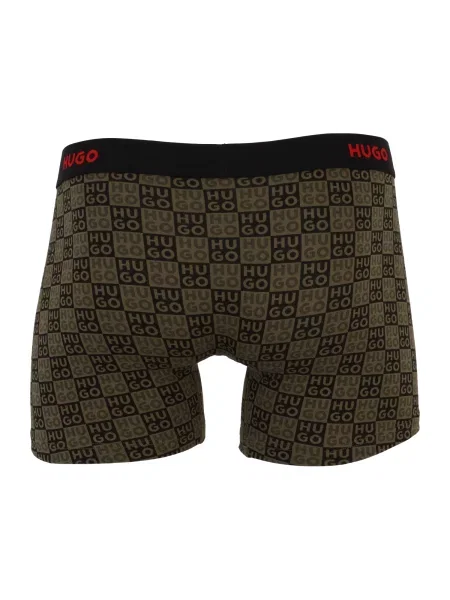 HUGO Boxerky kaki / červená čierna