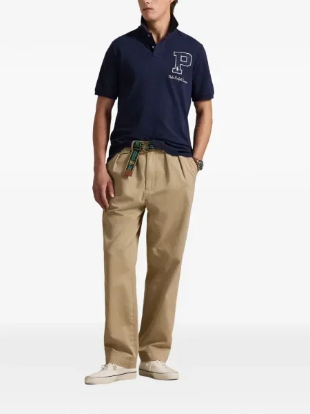 Matlasat tricou polo Polo Ralph Lauren cu decolteu rotund cu autograf roșu