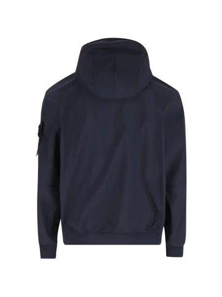 Geacă Stone Island cu glugă cu strasuri albastru