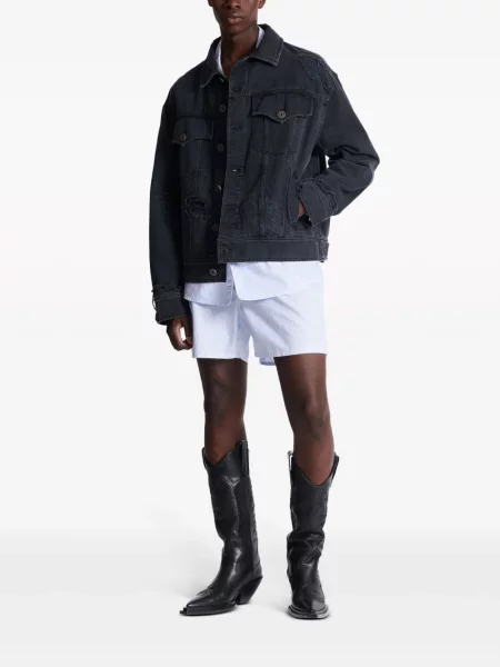 Kurtka jeansowa Balmain z dziurami czarna