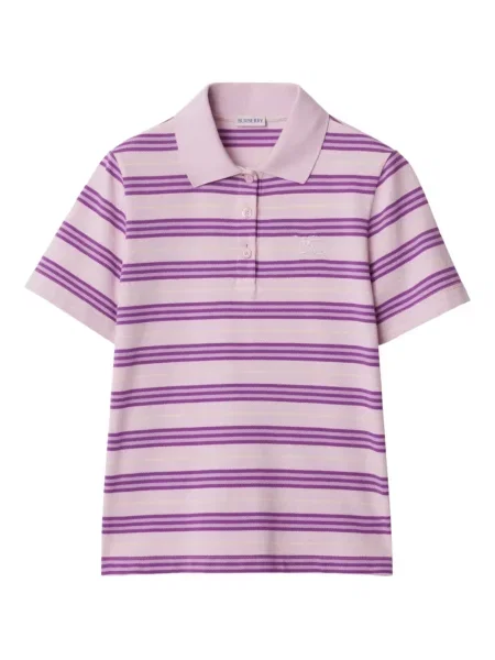 Tricou polo Burberry cu dungi roz