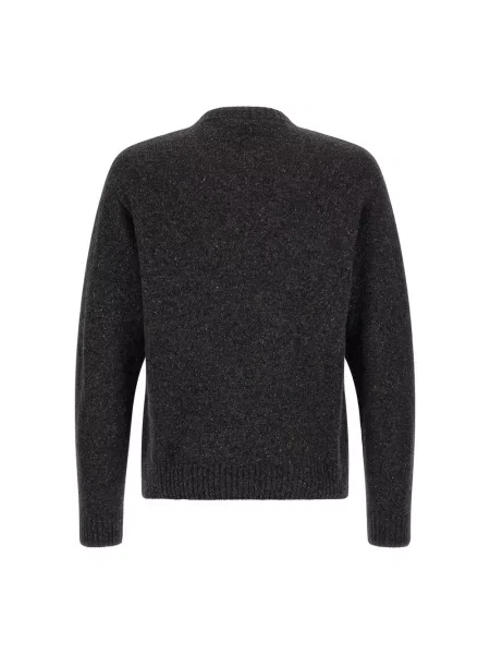 Sweter Moschino wełniany z okrągłym dekoltem szary