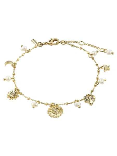 Pilgrim Zapestnica Mylan zlata / transparentna / biserno bela