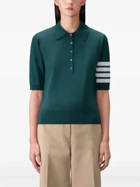 Tricou polo Thom Browne de lână verde