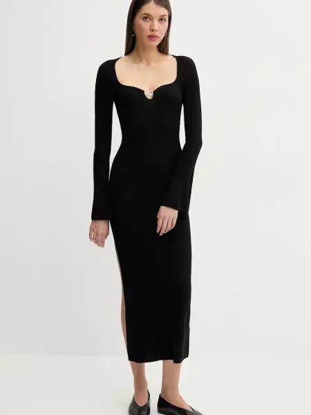 Вовняна сукня FROM FUTURE maxi облягаюча чорний