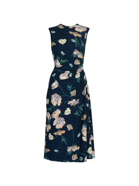 Rochie midi Erdem cu model floral cu imagine albastru