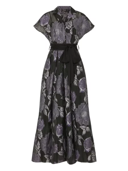 Rochie midi Temperley London cu model floral cu imagine până la genunchi negru