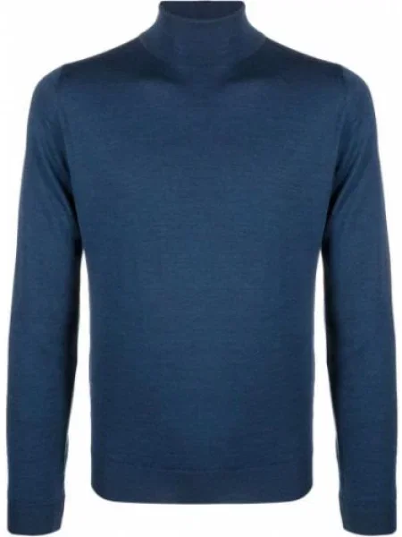 Pulover John Smedley din lână merinos albastru