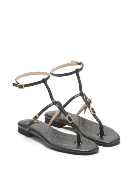 Sandale N°21 din piele cu cataramă de cristal negru