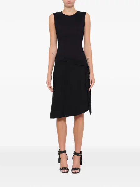 Fustă midi Lanvin cu volane asimetrică negru