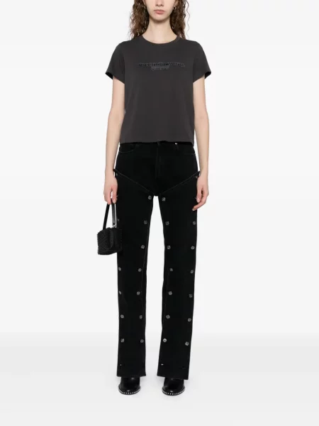 Tricou Alexander Wang cu broderie gri