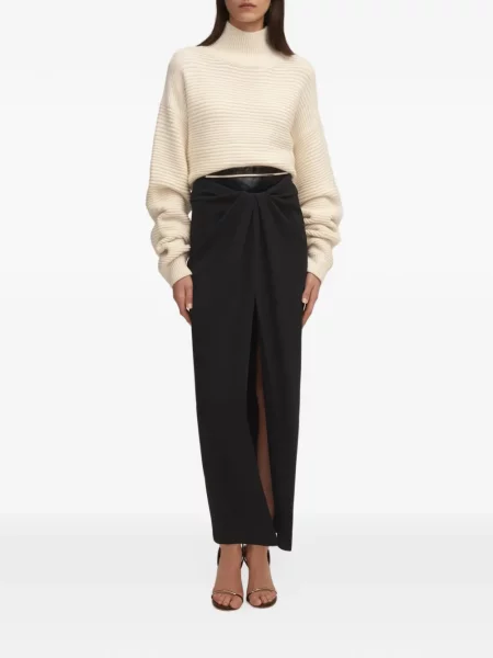 Fustă din piele Brandon Maxwell drapată negru