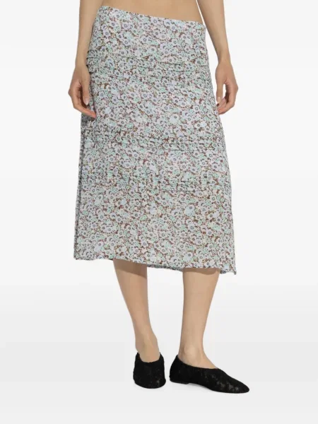 Gėlėtas raštuotas midi sijonas Tory Burch a eilutė mėlyna