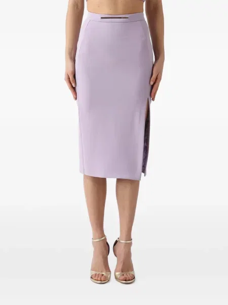 Fustă midi Elisabetta Franchi până la genunchi cu crăpătură violet