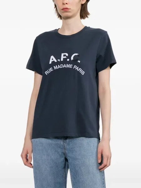 Tricou A.p.c. cu broderie albastru